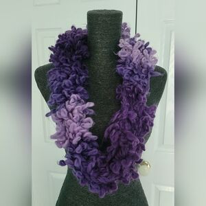 Hand crafted purple plush infinity scarf
